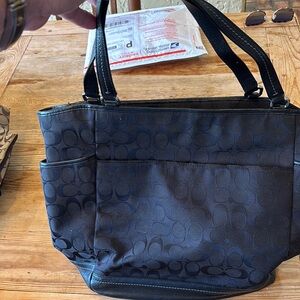 Coach Black Signature Tote Bag